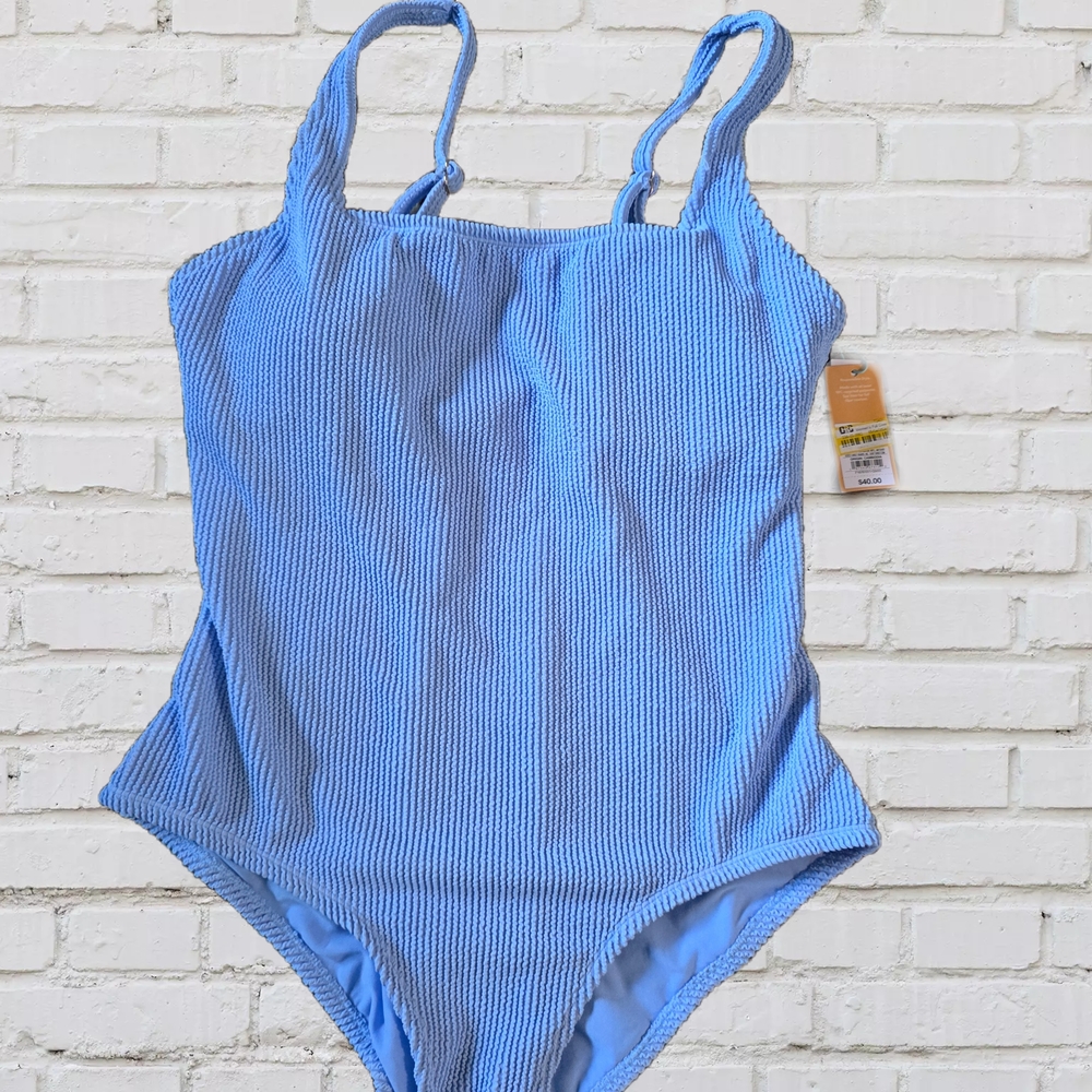 Kona Sol Full Coverage Pucker Textured Square Neck One Piece Swimsuit - Picture 4 of 5